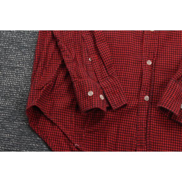 VTG Northcrest Mens Medium Red Check Flannel Longs Sleeve Button Up - Picture 2 of 12